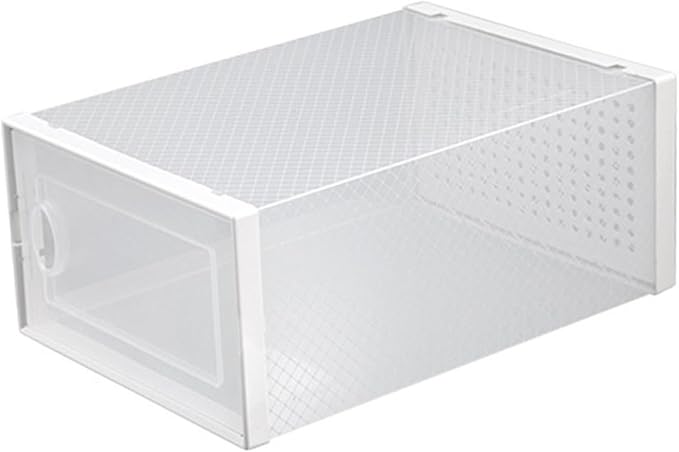 Flip-on Shoe Cabinet Stackable Plastic Shoe Organizer Clear Overlapping Shoes Case for Sneakers Sandals Home Storage 12.99X9.05X5.51In