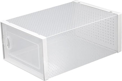 Flip-on Shoe Cabinet Stackable Plastic Shoe Organizer Clear Overlapping Shoes Case for Sneakers Sandals Home Storage 12.99X9.05X5.51In