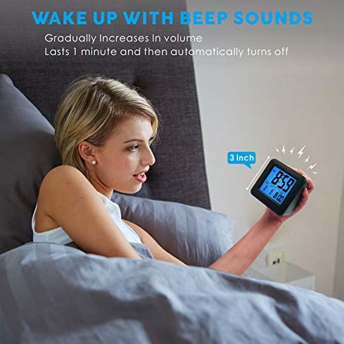 Plumeet Digital Alarm Clock Kids Alarm Clock with Snooze and Nightlight - Easy Setting Silicone Clock Display Time, Date - Loud Alarm Clock for Bedroom - Battery Powered (Black) - Image 4