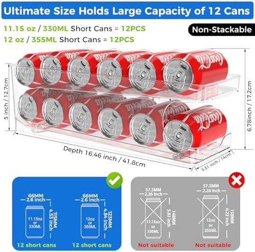 Can Organizer for Pantry Stackable AND Rolling Soda Can Dispenser for Refrigerator Soda Can Organizer
