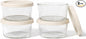 8-Piece Glass Food Storage Containers Set (4 Containers + 4 BPA-Free Lids) | 1-Cup, Leakproof | Microwave, Freezer, Oven & Dishwasher Safe | Ideal for Meal Prep & Pantry Organization, Beige