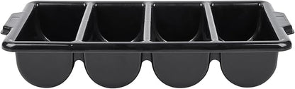 Restaurantware-21.9 x 14.2 x 3.5 Inch Silverware Organizer, 1 Crack-Resistant Cutlery Tray - 4 Compartments, Built-In Handles, Black Plastic Utensils Drawer Holder, For Kitchen Organization