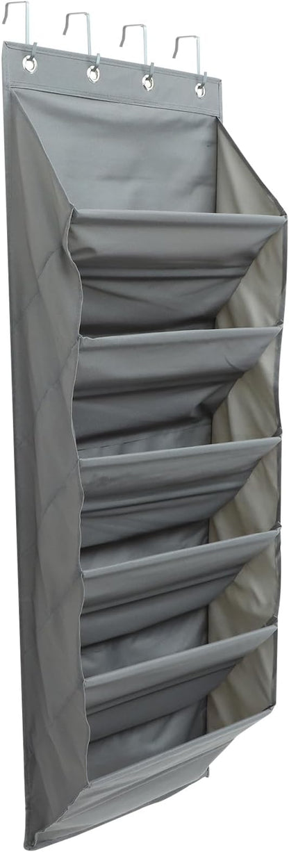 Hanging Storage Pouch for Door Back with Hooks Grey Organizer Bag Breathable Foldable Shoe Holder for Dormitory Bathroom Kitchen Large Capacity Container