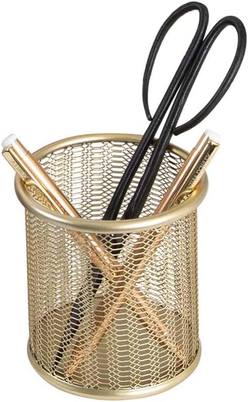 BLU MONACO | Gold Metal Mesh Pen Holder for Desk | Cute Pen Holder for Desk for Women | Wire Mesh Desk Organizer Pencil Cup for Office Workspace by Blu_Monaco