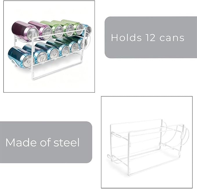 Beverage Dispenser Stand 2 Tier Cans Rack White Countertop Organizer for Party Water Juice