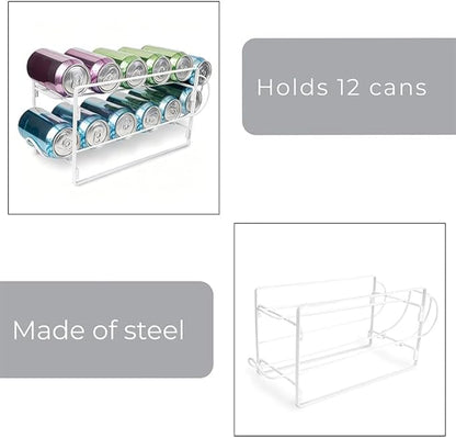 Beverage Dispenser Stand 2 Tier Cans Rack White Countertop Organizer for Party Water Juice