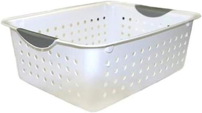 Sterilite Medium Ultra Basket, Closet Organizer Bin, Cabinets, Pantry, Shelving and Countertop Space, Open Container, White, 1-Pack