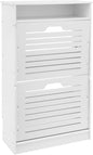 Free Standing Shoe Rack for Entryway, Hidden Narrow Shoe Storage Cabinet w/2 Flip Drawers, Shoe Organizer Cabinet for Bedroom Hallway Home Apartment (White)
