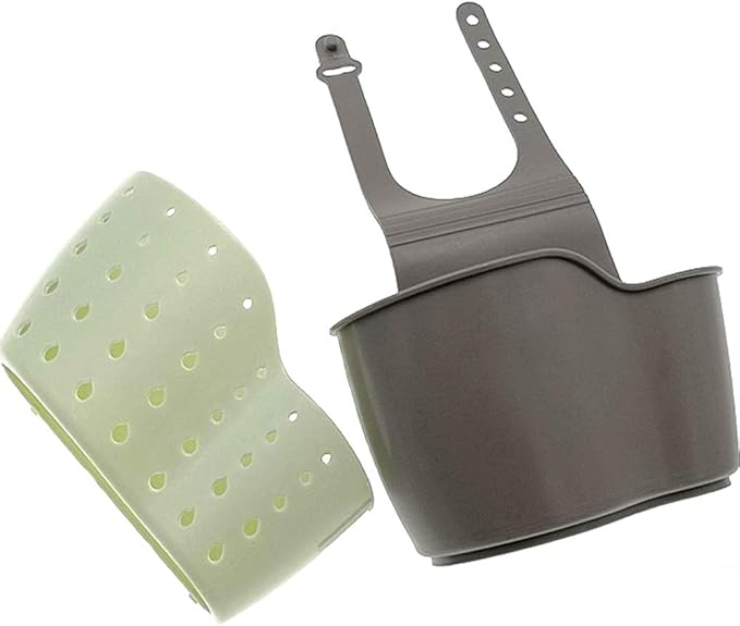 Qtopun Sponge Holder for Sink, 3 Pack Sink Caddy Organizer With 3 Hooks Kitchen Dishcloth Holder With Adjustable Strap Bathroom Soap Hanging Strainer Tootthbrush Bag