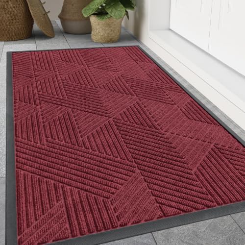 Smiry Front Door Mat Outside Entrance, Low Profile Rubber Doormat, 47x23 by Smiry