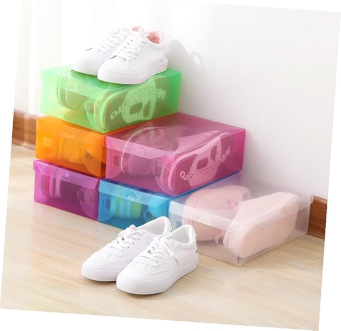 Ciieeo 6pcs Large Shoe Storage Boxes 33x20x12cm Plastic Shoe Containers with Flip-top Lid White Dustproof Organizers for Home Closet Storage