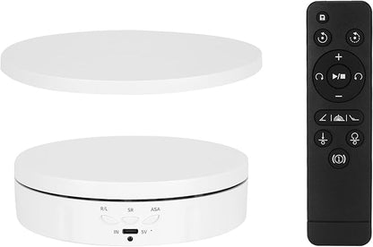 2 in 1 Motorized Rotating Display Stand with 5.74 /8.66 inch Replacement Cover, Remote Control 360 Degree Electric Turntable Display Stand Max 22lbs Load Auto Lazy Susan for Photography LiveStream