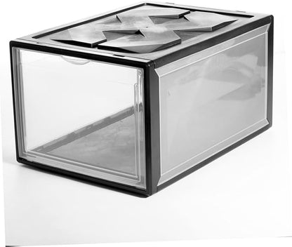 BESPORTBLE Plastic Basketball Shoe Storage Box 36x26x20cm with Lid Black Shoes Organizer for Home Closet for Basketball Sneakers