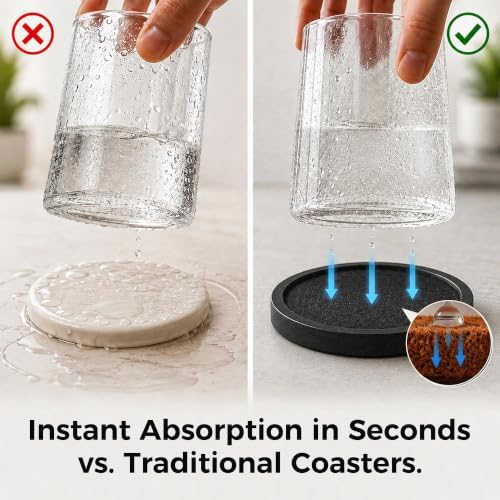 MinBoo Bamboo Coasters for Coffee Table Set of 6 Coasters for Drinks Absorbent with Holder Coffee Table Decor for Tabletop Protection Gifts for House Warming New Home & Wedding - Image 3