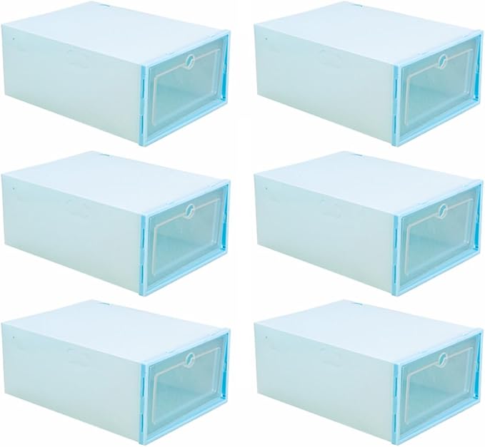 KOMBIUDA 6pcs Stackable Transparent Drawer Style Storage Containers for Closet Entryway and Home Organization for Sneakers and Fashion Accessories Heart