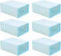 SOLUSTRE 6pcs Stackable Shoes Organizer Plastic Dust Storage Box Reinforced Design for Quick Access Multi-use for Shoes Belts Accessories and More Round Center Blue