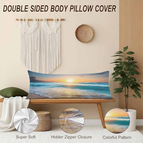 Couch Pillows Decorative Body Pillow Cover Ocean Beach Rectangle Body Pillowcase for Men Women, Hawaii Ocean Sea Sunset Body Pillow Covers 20" X 54" Cushion Cases for Sofa Bed - Image 4