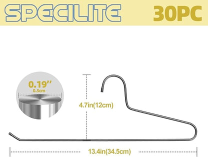 SPECILITE 30 Pack Open Ended Metal Pants Hangers for Jeans, Slacks, Leggings, Towel, Scarf, Heavy Duty & Space-Saving, Black