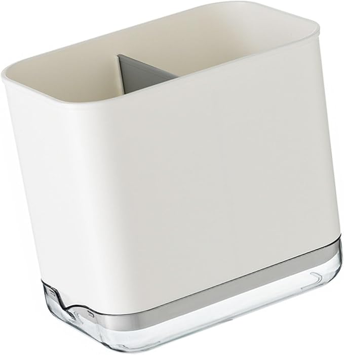 Kitchen Utensil Holder, Silverware Drying Basket Cutlery Drainer Caddy Silverware Cutlery Organizer Flatware Holder with 2 Compartments (White)
