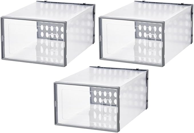 MAGICLULU Shoe Storage Boxes 3pcs 34x15.5x24cm Plastic Shoe Organizers Dustproof Moisture-resistant Storage Containers for Home Closet