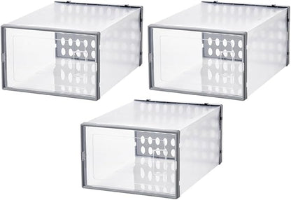 MAGICLULU Shoe Storage Boxes 3pcs 34x15.5x24cm Plastic Shoe Organizers Dustproof Moisture-resistant Storage Containers for Home Closet