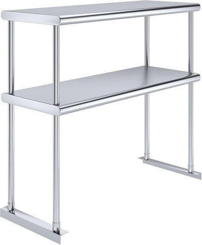 36" x 14" NSF Stainless Steel Double Overshelf | 18-Gauge Heavy-Duty | Includes Brackets