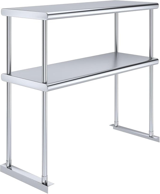 36" x 14" NSF Stainless Steel Double Overshelf | 18-Gauge Heavy-Duty | Includes Brackets