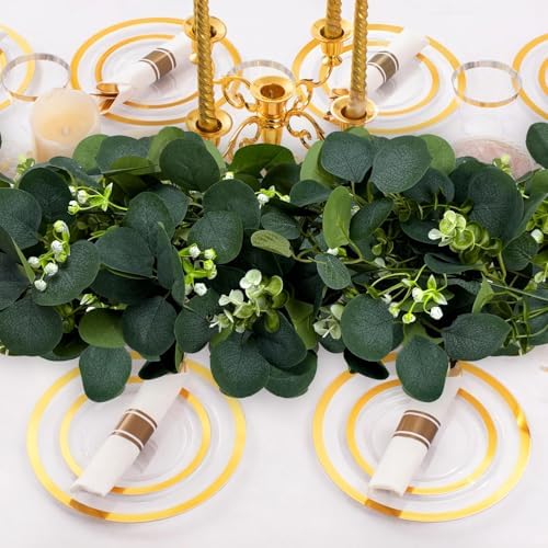Eucalyptus Garland, 8Pcs 6FT Green Flower Garland Decor, Spring Summer Artificial Faux Eucalyptus Leaves Greenery Vines for Table Runner Wedding Arches Mantle Centerpieces Backdrop Decorations - Image 3