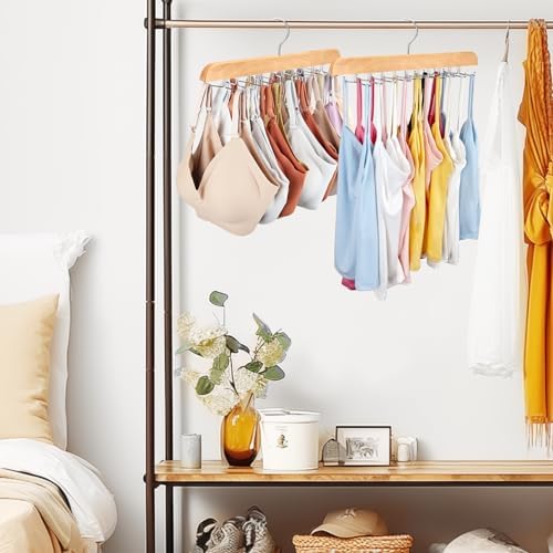 Tank Top Hanger with Premium Wood, 24 Large Capacity, Space Saving,360 Degree Rotating, Foldable Metal Hooks, Tank Tops - Image 6