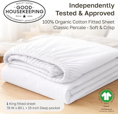 California Design Den 100% Organic Cotton King Fitted Sheets, Soft Taupe - Image 3
