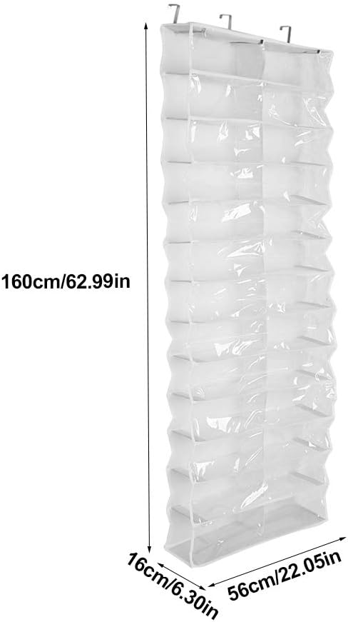 Tyenaza 26 Pocket Shoe Organizer, Crystal Clear over the Door Hanging Closets Storage Bag for Shoes, Sneakers or Accessories(white)