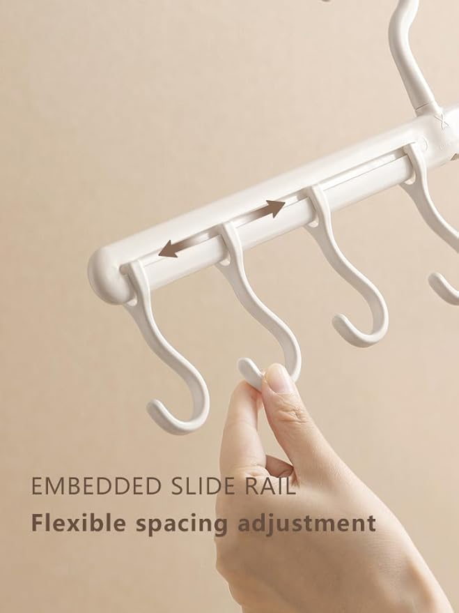 Hat Hangers for Closet, 360 Rotating Hat Organizer Racks for Baseball Caps Door Hat Racks for Baseball Caps, Baseball Hat Holder for Closet Storage, Fits All Caps-White (5 Clips + 5 Hooks)