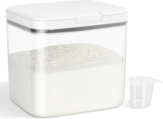 TBMAXS Versatile Storage Container Bin with Pop-up Lid & Scoop, Rice Flour Container Dog Cat Food Storage Container, Laundry Room Organization Household Essentials Kitchen Pantry Organizers