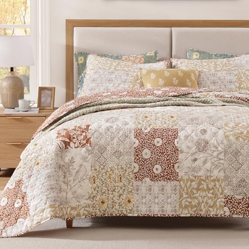 Twin Quilt Set-2 Pieces Soft Twin Bedspread Floral Patchwork Quilt by CASAAGUSTO