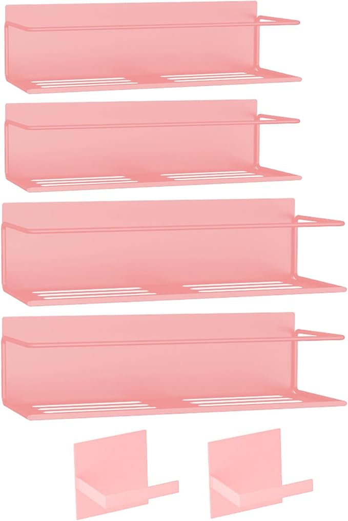 Magnetic Spice Rack For Refrigerator Magnetic Fridge Shelf For Kitchen Spice Organizer Magnetic Shelf For Fridge Space Saving Pink 4 Pack With Magnetic Paper Towel Holder