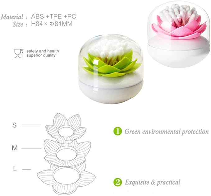 2 Pack Creative Lotus Cotton Swab Holder Q-Tips Toothpicks Holder Table Decorate Cotton Bud Storage Box Organizer