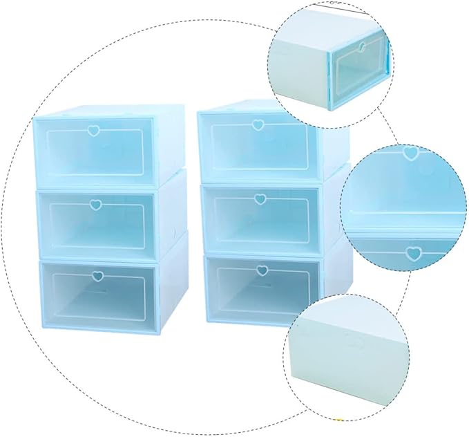 6pcs Shoe Storage Organizer Storage Box Plastic Drawer- for Shoes Easy to View