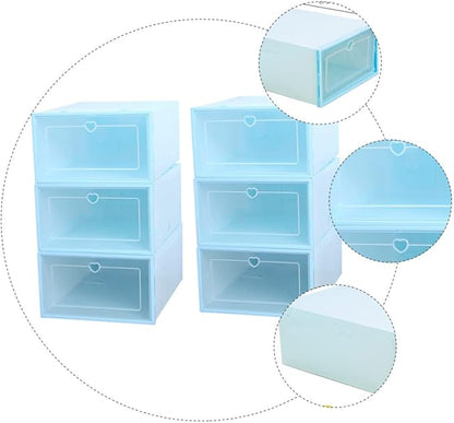 6pcs Shoe Storage Organizer Storage Box Plastic Drawer- for Shoes Easy to View