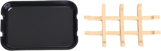 Bamboo Fiber Soap Holder and Soap Dish Combination for Bathroom Bar Soap Holder Sink Deck Bathtub Shower Tray (Black)