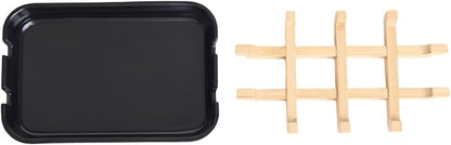 Bamboo Fiber Soap Holder and Soap Dish Combination for Bathroom Bar Soap Holder Sink Deck Bathtub Shower Tray (Black)