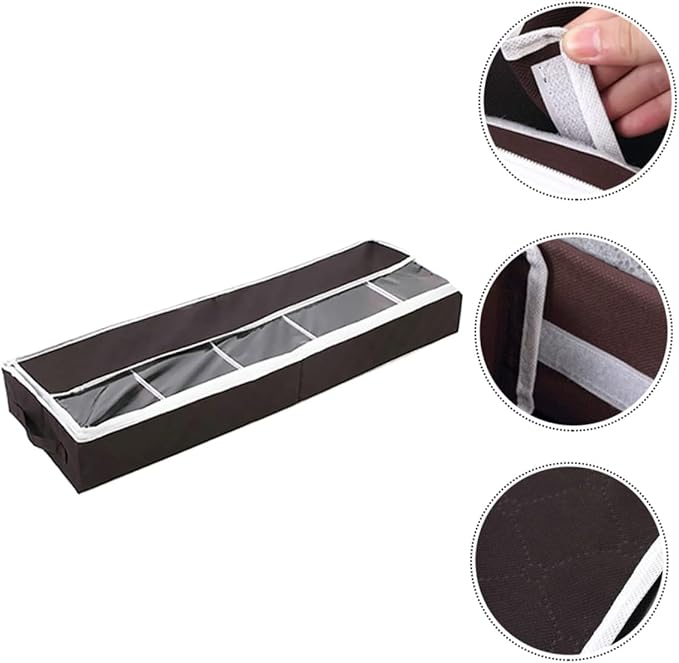 Amosfun Folding Shoe Storage Case with Visible Window Lightweight Non Woven Compact Organizer for Home and Travel Space Saving Foldable Shoe Box with Dust and Moisture Protection Small