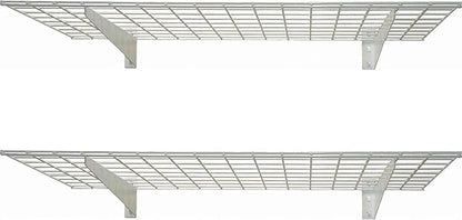 Hyloft 00967 2-Pack Heavy Duty Steel Garage Shelving, 45”x 15” Wall Mounted Shelve,Max Shelf Load 200 Pounds, White Powder Coated