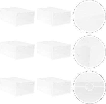 Alipis 6pcs Stackable Transparent Shoe Storage Boxes White Plastic Container for Organized Closets Entryway and Under-bed Storage for Shoes and Item Organization