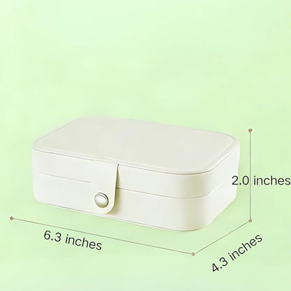 White Large-Capacity Mini Jewelry Box - Hard-Shell Small Jewelry Organizer with Spacious Compartment, Desktop Tiny Jewelry Storage for Earrings Bracelets