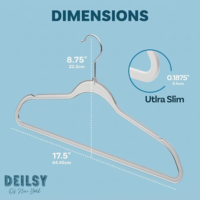 DEILSY™ Clear Hangers 50 Pack with Silver Hook - Non Velvet Slim Hangers - Durable Hanger Space Saver for Closet Organization, Shirts, Dresses, Jackets, Pants, Adult Clothes Storage Solution