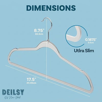 DEILSY™ Clear Hangers 50 Pack with Silver Hook - Non Velvet Slim Hangers - Durable Hanger Space Saver for Closet Organization, Shirts, Dresses, Jackets, Pants, Adult Clothes Storage Solution