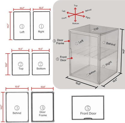 X-Large Clear Display Case for Collectibles, Acrylic Box, Storage Bins with Magnetic Lid and Stackable Design, 3 Adjustable Layers, Display Box for Figure, Lego, Shoes, Purses, Cosmetics