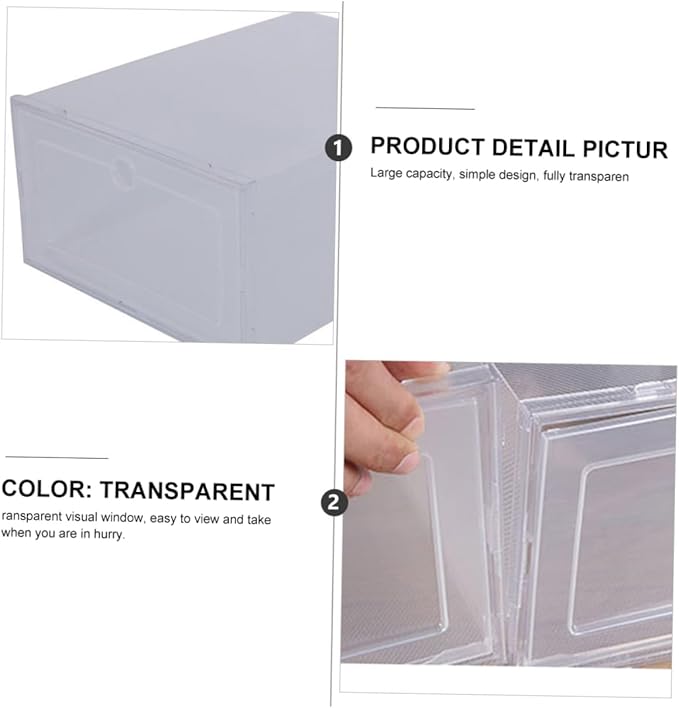 GLEAVI PP Plastic Shoe Storage Box 6-Piece Clamshell Organizer Stackable Shoes Display Case for Men and Women for Closet and Entryway