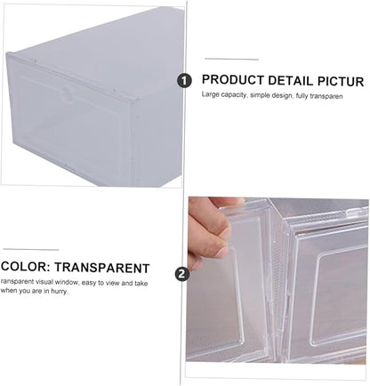 GLEAVI PP Plastic Shoe Storage Box 6-Piece Clamshell Organizer Stackable Shoes Display Case for Men and Women for Closet and Entryway
