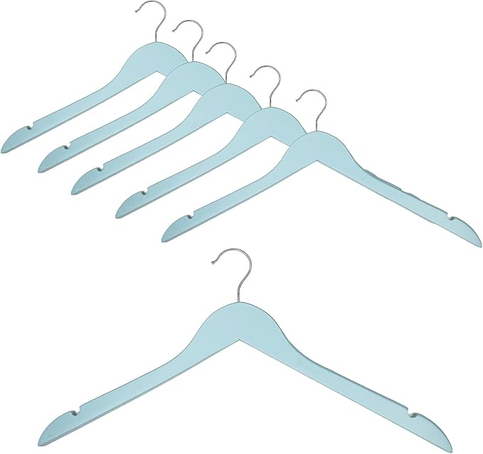 Fresh Blue Wooden Hangers 20 Pack for Adults Heavy Duty Non-Slip Clothes Hangers, Colorful Wood Hangers Pack of 20 Sturdy Coat Hangers for Men Women Shirts Pants Coats Assorted Colors (Blue)
